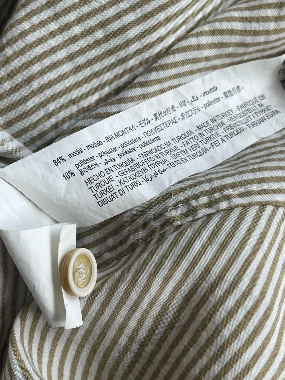 ZARA Beige & White Striped Popover Blouse | Relaxed/ Boho Chic Size Medium - Picture 6 of 8
